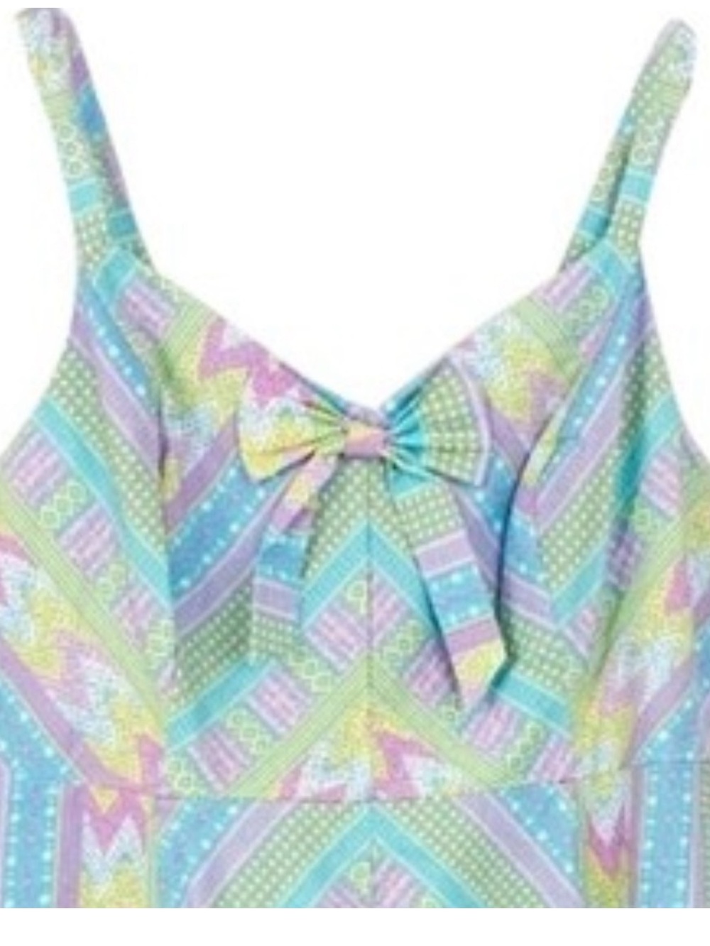 Modcloth Pastel V neck bow fit and flare dress. 1x